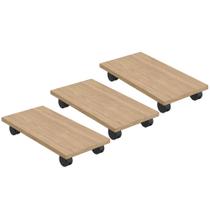 Kit 03 Suportes Para Cpu Com Rodízios Cyber L03 Amadeirado - Lyam