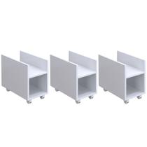 Kit 03 Suportes Para Cpu E Nobreak Com Rodízios Guide L03 Branco - Lyam Decor Kit 03 Suportes Para Cpu E Nobreak Com Rodízios Guide L03 Branco - Lyam Decor