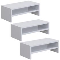 Kit 03 Suportes Para Monitor Stand Home Office Lap 63 cm L03 Branco - Lyam Kit 03 Suportes Para Monitor Stand Home Office Lap 63 cm L03 Branco - Lyam