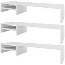 Kit 03 Suportes Para Monitor Stand Home Office Lap 90 cm L03 Branco - Lyam Kit 03 Suportes Para Monitor Stand Home Office Lap 90 cm L03 Branco - Lyam