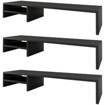 Kit 03 Suportes Para Monitor Stand Home Office Lap 90 cm L03 Preto - Lyam