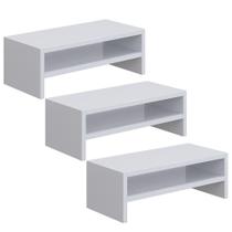 Kit 03 Suportes Stand Para Monitores Mesa Escritório Home Office Lap L03 Branco - Lyam Decor