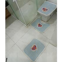 Kit 03 Tapete Xadrez para Banheiro Decorativo e Macio 50x40 de Algodão Piso Chão