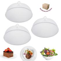 Kit 03 Tela Tampa Protetora de Alimentos Anti Moscas Metal Grande - Branco