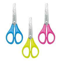 Kit 03 Tesoura Escolar 13cm Pulse Jacaré Ergônomica Cabo Emborrachado Sem Ponta - Maped Papelaria Material Escolar