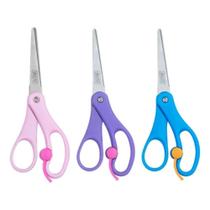 Kit 03 Tesoura Escolar Vai e Vem Mola automática c/ Visor de Nome Ponta Arredondada - BRW Papelaria Escolar Kit 03 Tesoura Escolar Vai e Vem Mola automática c/ Visor de Nome Ponta Arredondada - BRW Papelaria Escolar