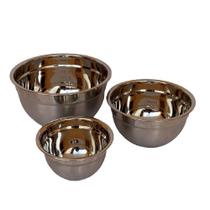 Kit 03 Tigela Funda Mixing Bowl Inox 14 18 22cm Saladeira