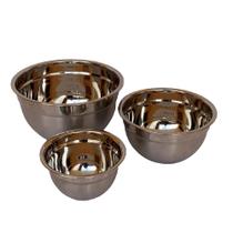 Kit 03 Tigela Funda Mixing Bowl Inox 14 18 22Cm Saladeira