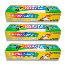 Kit 03 Tinta Guache Acrilex Tempera Guache 12 Potes 15ml Cada Kit 03 Tinta Guache Acrilex Tempera Guache 12 Potes 15ml Cada