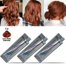 Kit 03 Tinta Louro Médio Acobre. Nº 7.4 Mairibel/Hidraty 60g