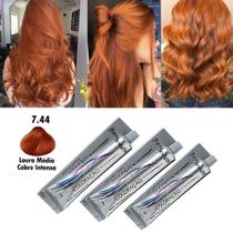 Kit 03 Tinta Louro Médio Cobre Intenso Nº 7.44 Mairibel 60g