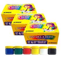 Kit 03 Tinta Pintura a Dedo 06 Cores 30ml - Acrilex
