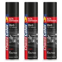 Kit 03 Tintas Spray 350ml Alta Temperatura Interno e Externo Secagem Rápida - Chemicolor