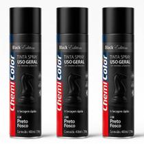 Kit 03 Tintas Spray 400ml Para Uso Geral Multiuso Secagem Rápida - Chemicolor