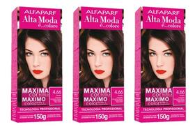 Kit 03 Tintura Alta Moda 4.66 Jambo Castanho Vermelho Intenso Alfaparf Kit 03 Tintura Alta Moda 4.66 Jambo Castanho Vermelho Intenso Alfaparf