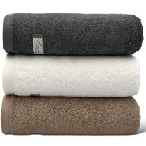 Kit 03 Toalha De Banho Algodão Egípcio - Gigante/Banhão -Cinza/Branca/Bege- Quefren -72x150cm- LMpeter