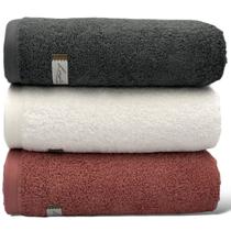Kit 03 Toalha De Banho Algodão Egípcio - Gigante/Banhão -Cinza/Branca/Rosa- Quefren -72x150cm- LMpeter