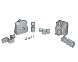 Kit 03 Trinco Completo para Janela de Vidro de Correr 4 Folhas Polímero com Puxador e Capuchinho