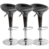 Kit 03 Un Banquetas Giratória Alta Tulipa Lotus Assento Abs prime.office P010