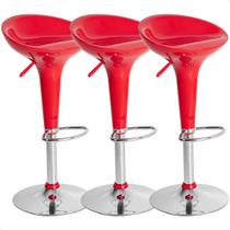 Kit 03 Un Banquetas Giratória Alta Tulipa Lotus Assento Abs prime.office P010