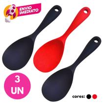 Kit 03 Un Colher Arroz Silicone Panela Elétrica Teflon Antiaderente Multiuso Preparar Servir Kit 03 Un Colher Arroz Silicone Panela Elétrica Teflon Antiaderente Multiuso Preparar Servir