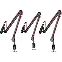 Kit 03 Un Suporte Articulado De Mesa P/ Microfone Base Fixa