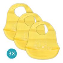 Kit 03 Unidades Babador De Silicone Bebê Impermeável Blw Infantil