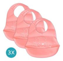 Kit 03 Unidades Babador De Silicone Bebê Impermeável Blw Infantil