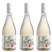Kit 03 unidades Suco Pessego com Vinho Branco Suave Pérgola Garrafa 750