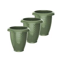 Kit 03 Vasos Rattan De Flor De Plástico 3 Litros Vaso Reforçado Para Flores Jardim Decoração Kit 03 Vasos Rattan De Flor De Plástico 3 Litros Vaso Reforçado Para Flores Jardim Decoração
