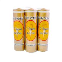 Kit 03 Velas Votiva 7 Dias Dourado 260g Parafina Pura