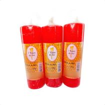 Kit 03 Velas Votiva 7 Dias Mel Vermelho 260g Parafina Pura