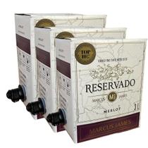 Kit 03 Vinhos Tinto Meio Seco Merlot Marcus James 3 Litros Kit 03 Vinhos Tinto Meio Seco Merlot Marcus James 3 Litros