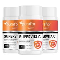 Kit 03 Vitamina C 1000mg l SUPERVITA C Purafor I 60 Cápsulas Imunidade I Antioxidante I Anti-idade Kit 03 Vitamina C 1000mg l SUPERVITA C Purafor I 60 Cápsulas Imunidade I Antioxidante I Anti-idade