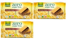 Kit 03 Wafer Zero Açúcar Chocolate Gullón 180g cada