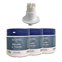 Kit 03un Dióxido de Titânio Alimentício 100g Iceberg Chef Corante em Pó Pigmento Extra Branco