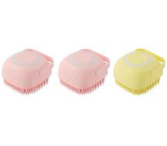 KIT 03UN Esponja De Silicone Para Banho De Pet Com Massageador E Dispenser Shampoo
