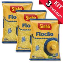 KIT 03X Flocão de Milho Sinhá 500G Farinha de Milho Flocada Cuzcuz Natural Sem Glúten