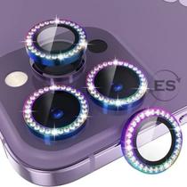 Kit 03X Película Lente Câmera Diamante Para iPhone 15 Pro / 15 Pro Max - Beleza, Charme e Proteção - Premium