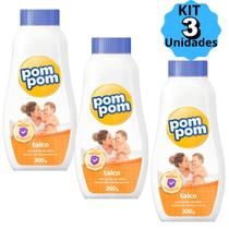 KIT 03X Talco Infantil Pom Pom 200Grs Previne Assaduras com Amido de Milho Bebê Baby KIT 03X Talco Infantil Pom Pom 200Grs Previne Assaduras com Amido de Milho Bebê Baby