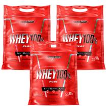 Kit 03x Whey 100% Pure Whey Protein Concentrado - Refil - 900g - Baunilha