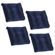 Kit 04 Almofada Para Poltrona Costela com Enchimento Tecido Sintético Azul Marinho - Ahazzo Móveis