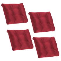 Kit 04 Almofada Para Poltrona Costela com Enchimento Tecido Sintético Vermelho - Ahazzo Móveis