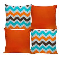 Kit 04 Almofadas Cheia Decoração Casa 45x45 Geométricas Chevron Várias Cores