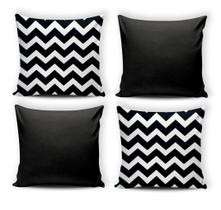 Kit 04 Almofadas Cheia Decorativa Sofá Cama 45x45 Geométricas Chevron Preto e Branco - Pascogran Store Enxovais