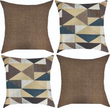 Kit 04 Almofadas Cheias 45x45 Geométrico Marrom Decoração Casa Kit 04 Almofadas Cheias 45x45 Geométrico Marrom Decoração Casa