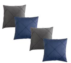 Kit 04 Almofadas Cheias em Suede Drapeada 45x45cm Decorativas Sala Quarto Sofá