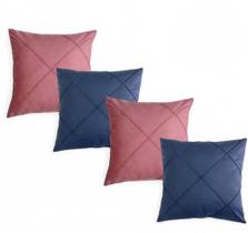 Kit 04 Almofadas Cheias em Suede Drapeada 45x45cm Decorativas Sala Quarto Sofá