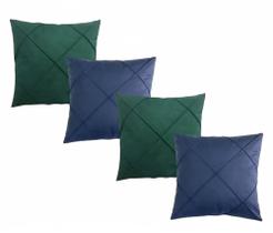 Kit 04 Almofadas Cheias em Suede Drapeada 45x45cm Decorativas Sala Quarto Sofá