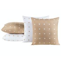 Kit 04 Almofadas Cheias Petit Poa 45cm x 45cm - Caqui
